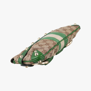 Pre-owned Gucci Horsebit Beige×green×ivory Canvas×Leather 131470 handbag | stylenewstar