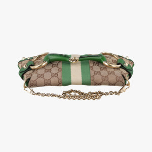 Pre-owned Gucci Horsebit Beige×green×ivory Canvas×Leather 131470 handbag | stylenewstar