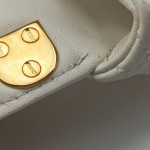 Secondhand Christian Dior Caro micro White Leather  shoulderbag | stylenewstar