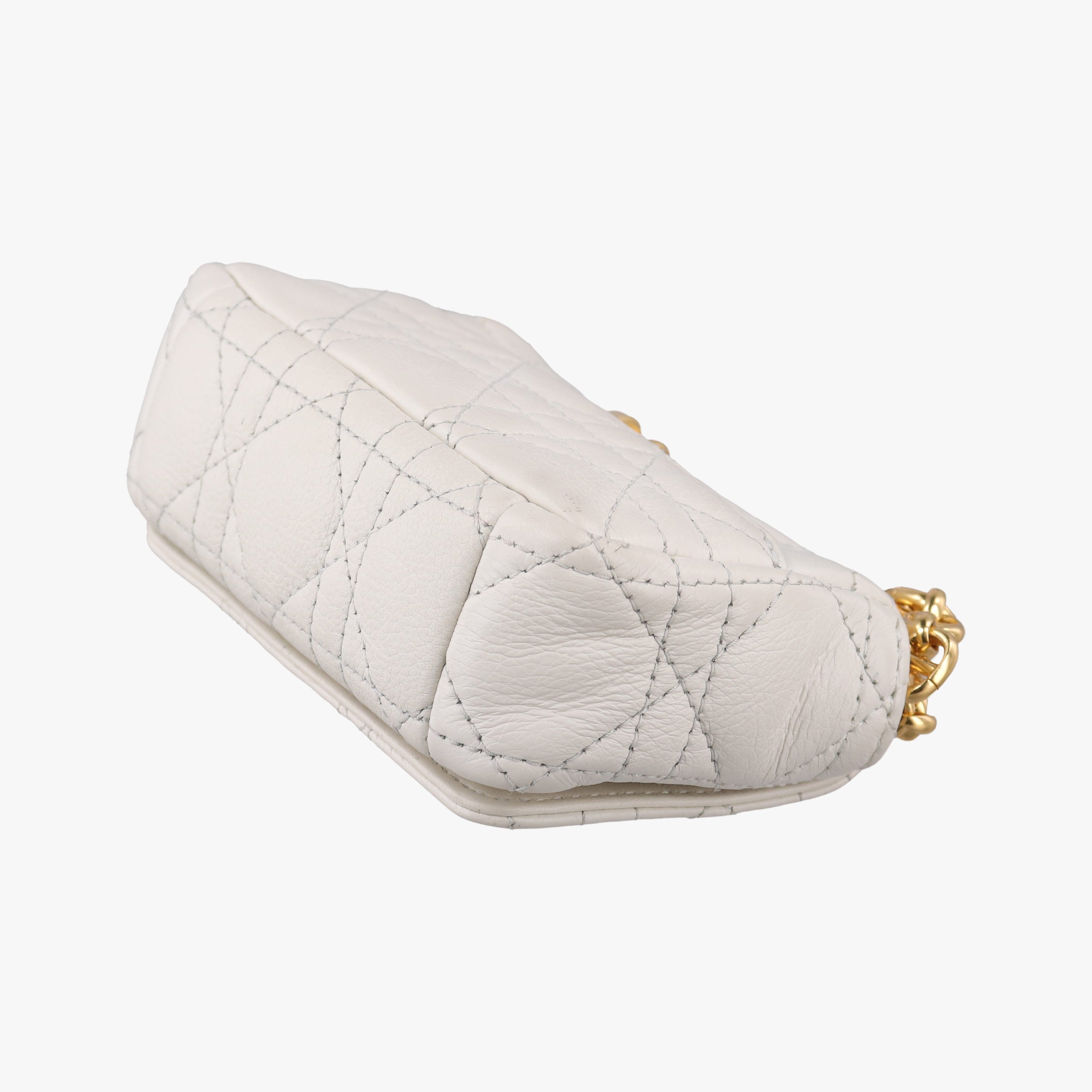 Secondhand Christian Dior Caro micro White Leather  shoulderbag | stylenewstar
