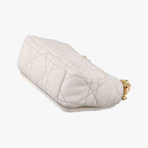 Secondhand Christian Dior Caro micro White Leather  shoulderbag | stylenewstar
