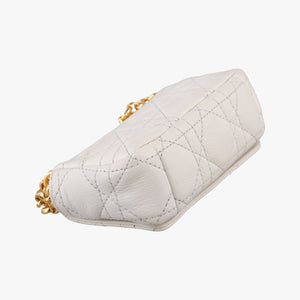 Secondhand Christian Dior Caro micro White Leather  shoulderbag | stylenewstar