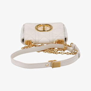 Secondhand Christian Dior Caro micro White Leather  shoulderbag | stylenewstar