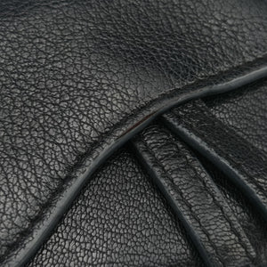 Pre-owned Christian Dior Saddle Black Leather  shoulderbag | stylenewstar