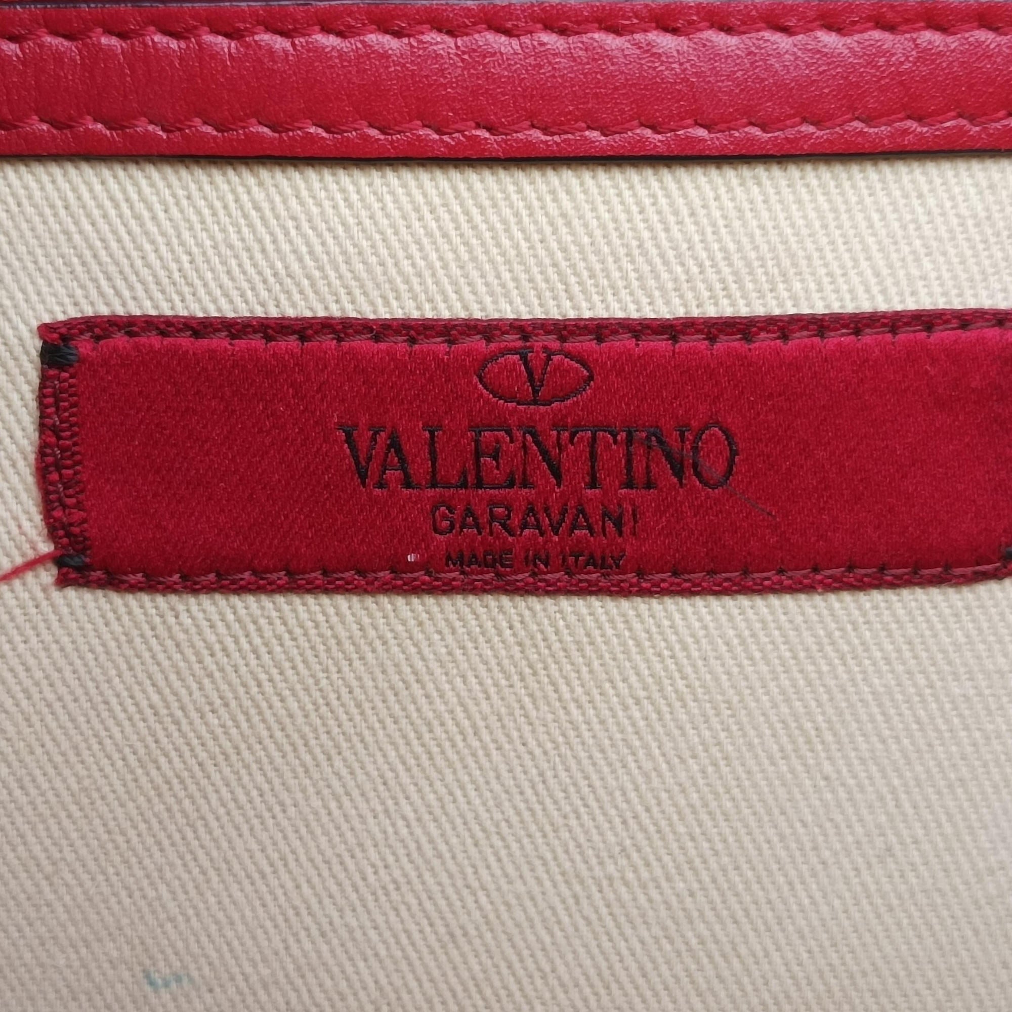 Pre-owned Valentino Rockstud Glam Lock Red Leather  shoulderbag | stylenewstar