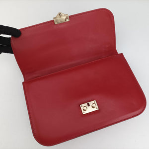 Pre-owned Valentino Rockstud Glam Lock Red Leather  shoulderbag | stylenewstar