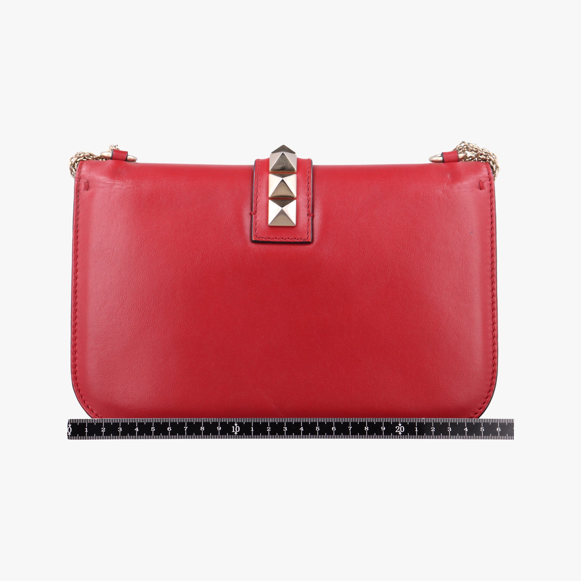 Pre-owned Valentino Rockstud Glam Lock Red Leather  shoulderbag | stylenewstar