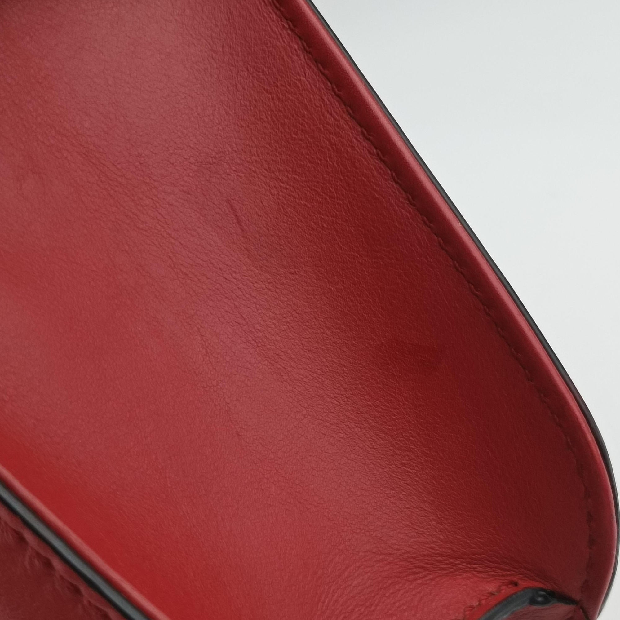 Pre-owned Valentino Rockstud Glam Lock Red Leather  shoulderbag | stylenewstar