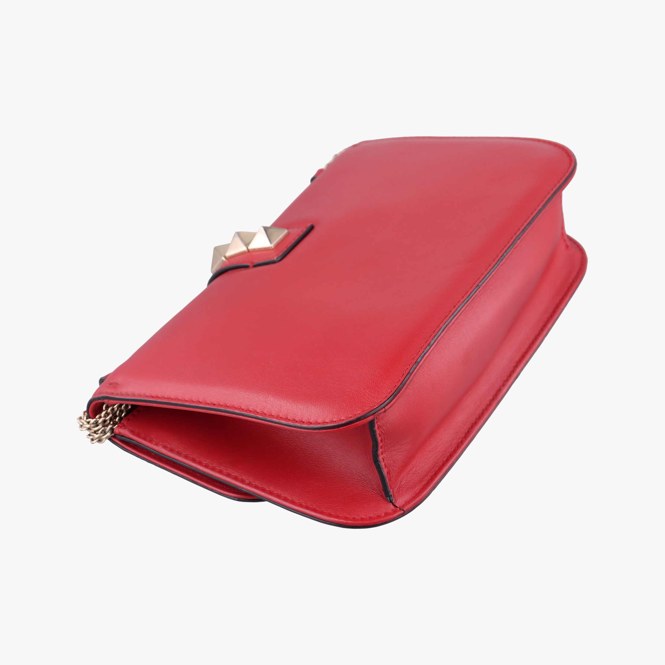 Pre-owned Valentino Rockstud Glam Lock Red Leather  shoulderbag | stylenewstar