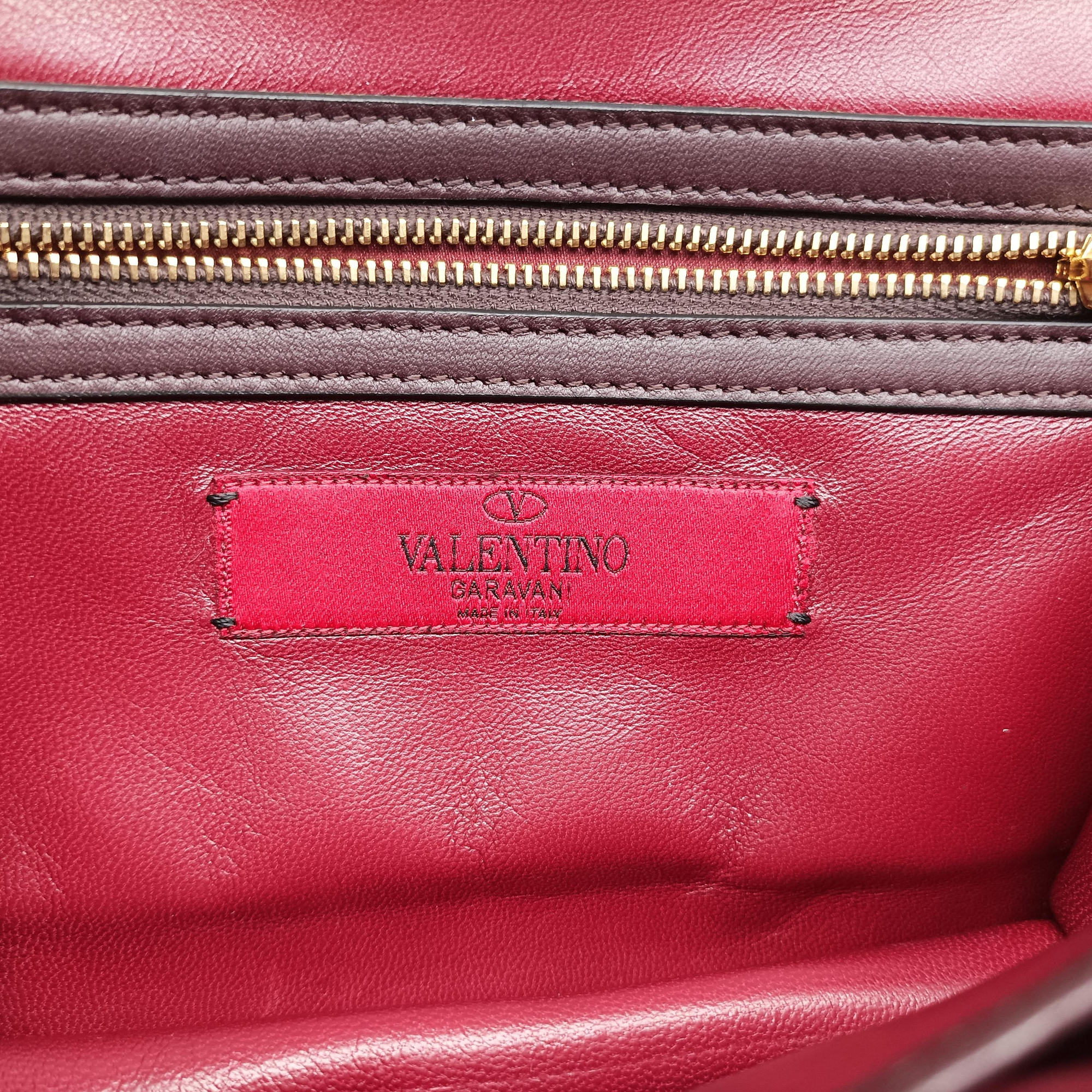 Pre-owned Valentino Rockstud　Glam Lock Burgundy x Multicolour fabric x Leather  shoulderbag | stylenewstar