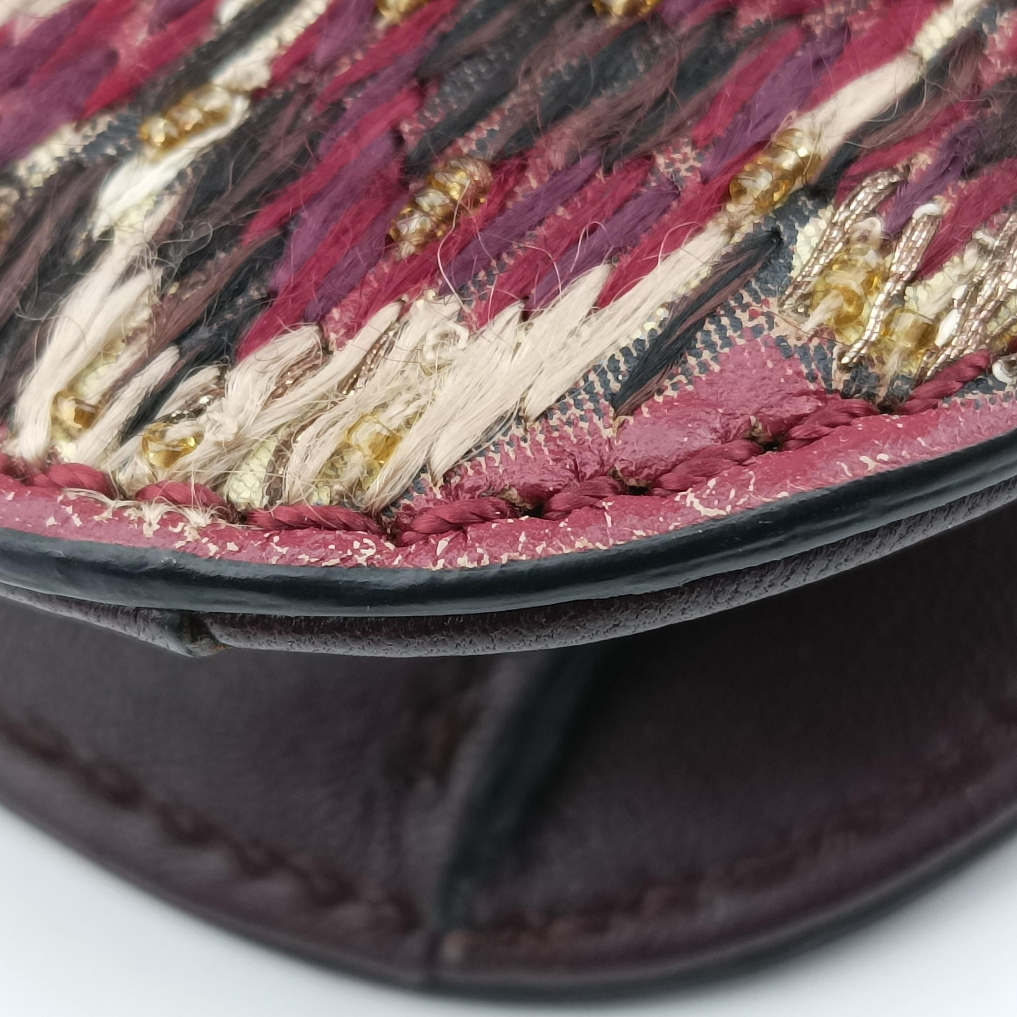 Pre-owned Valentino Rockstud　Glam Lock Burgundy x Multicolour fabric x Leather  shoulderbag | stylenewstar