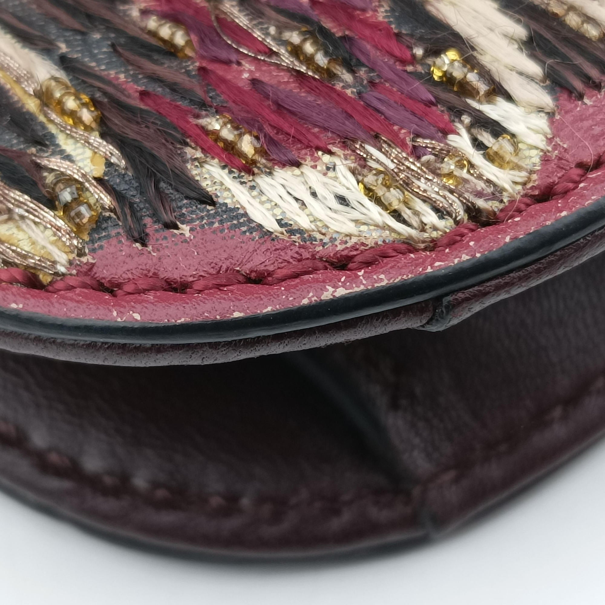 Pre-owned Valentino Rockstud　Glam Lock Burgundy x Multicolour fabric x Leather  shoulderbag | stylenewstar