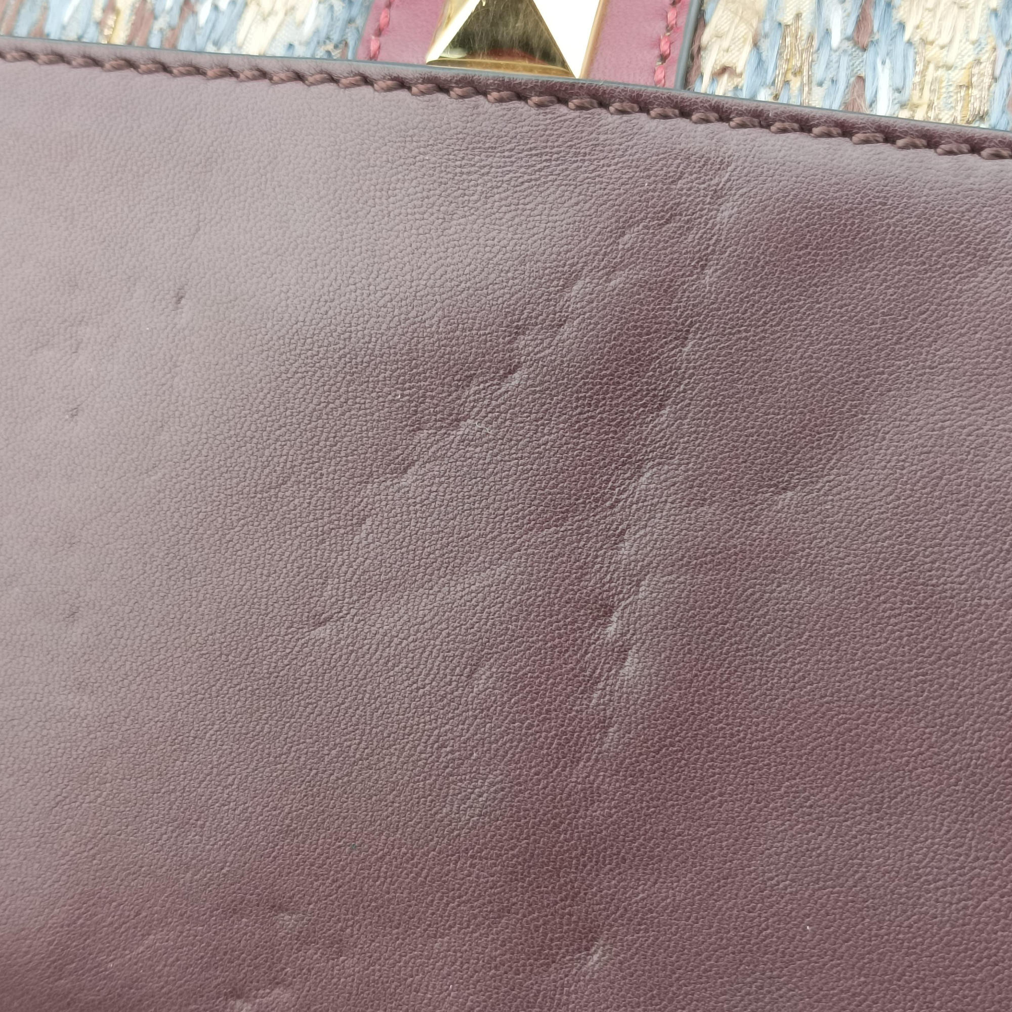 Pre-owned Valentino Rockstud　Glam Lock Burgundy x Multicolour fabric x Leather  shoulderbag | stylenewstar