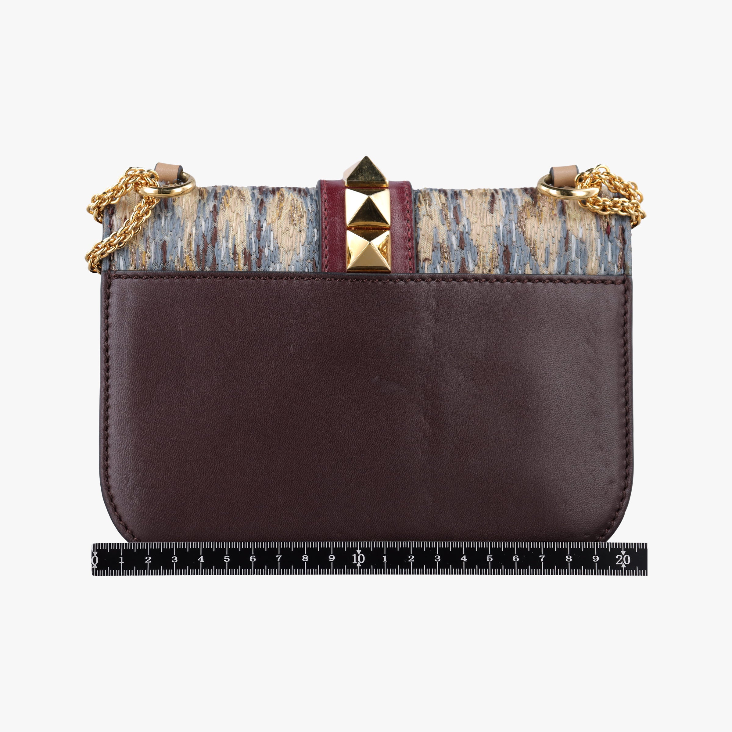 Pre-owned Valentino Rockstud　Glam Lock Burgundy x Multicolour fabric x Leather  shoulderbag | stylenewstar
