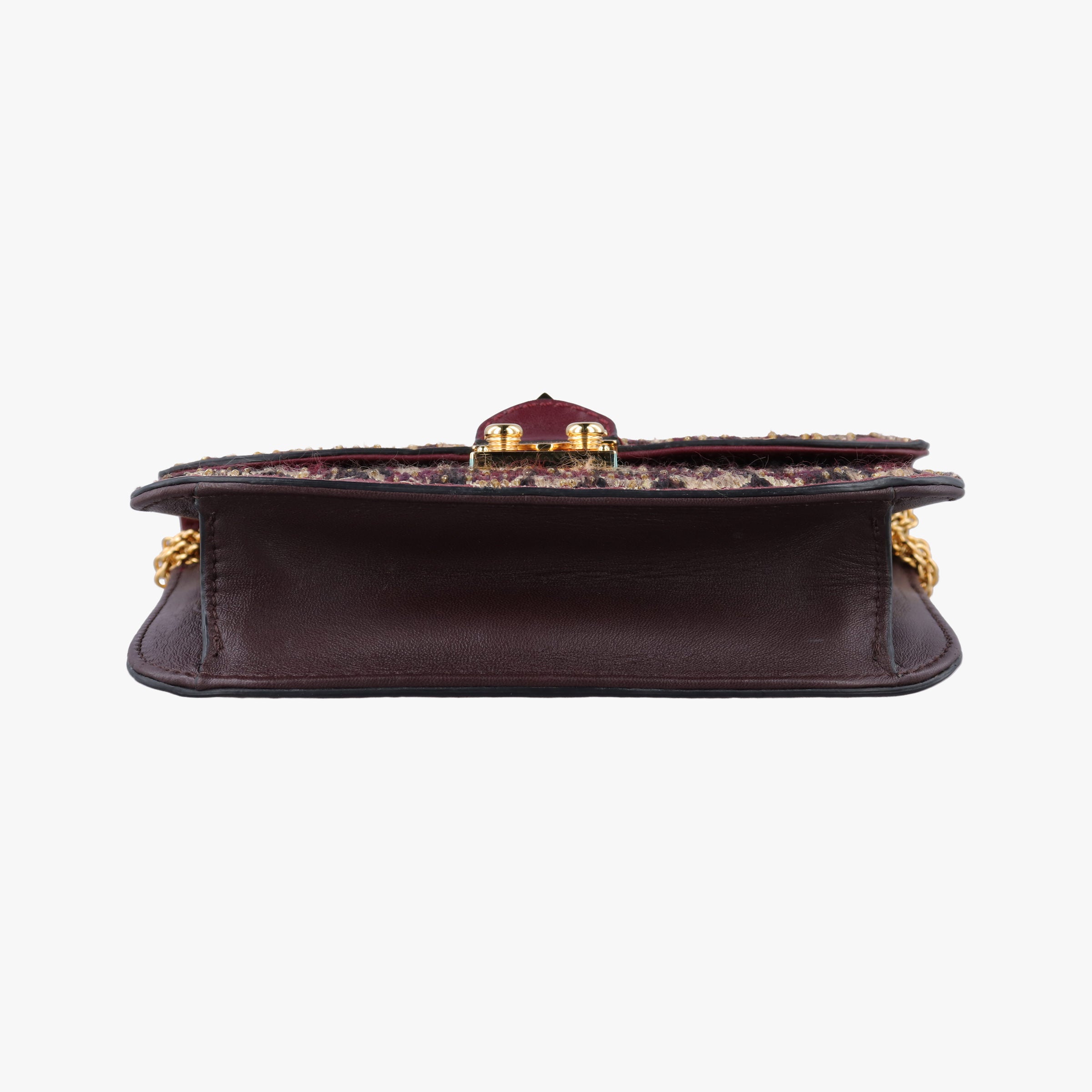 Pre-owned Valentino Rockstud　Glam Lock Burgundy x Multicolour fabric x Leather  shoulderbag | stylenewstar