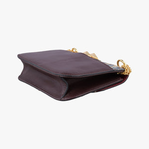 Pre-owned Valentino Rockstud　Glam Lock Burgundy x Multicolour fabric x Leather  shoulderbag | stylenewstar