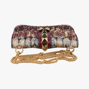Pre-owned Valentino Rockstud　Glam Lock Burgundy x Multicolour fabric x Leather  shoulderbag | stylenewstar