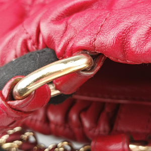 Pre-owned Christian Dior Delices Gaufre Cannage Tote Red lambskin  shoulderbag | stylenewstar