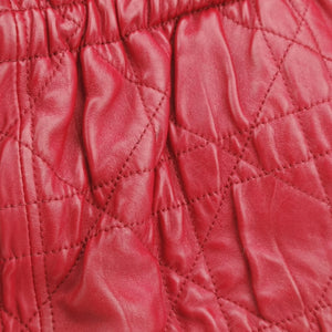 Pre-owned Christian Dior Delices Gaufre Cannage Tote Red lambskin  shoulderbag | stylenewstar