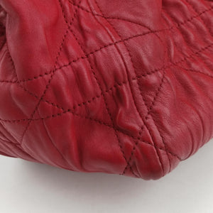 Pre-owned Christian Dior Delices Gaufre Cannage Tote Red lambskin  shoulderbag | stylenewstar