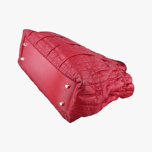 Pre-owned Christian Dior Delices Gaufre Cannage Tote Red lambskin  shoulderbag | stylenewstar