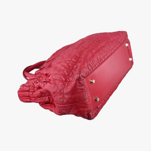 Pre-owned Christian Dior Delices Gaufre Cannage Tote Red lambskin  shoulderbag | stylenewstar