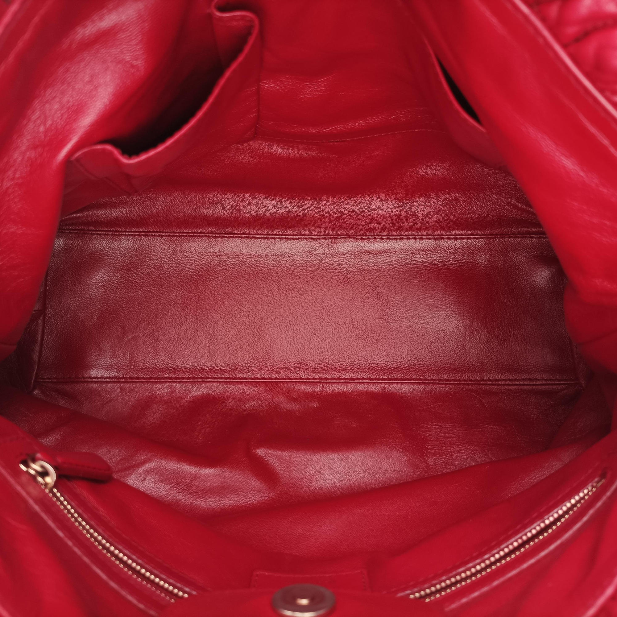 Pre-owned Christian Dior Delices Gaufre Cannage Tote Red lambskin  shoulderbag | stylenewstar