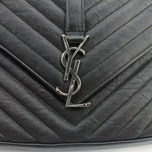 Pre-owned Yves Saint Laurent COLLEGE Black Leather 428056 shoulderbag | stylenewstar