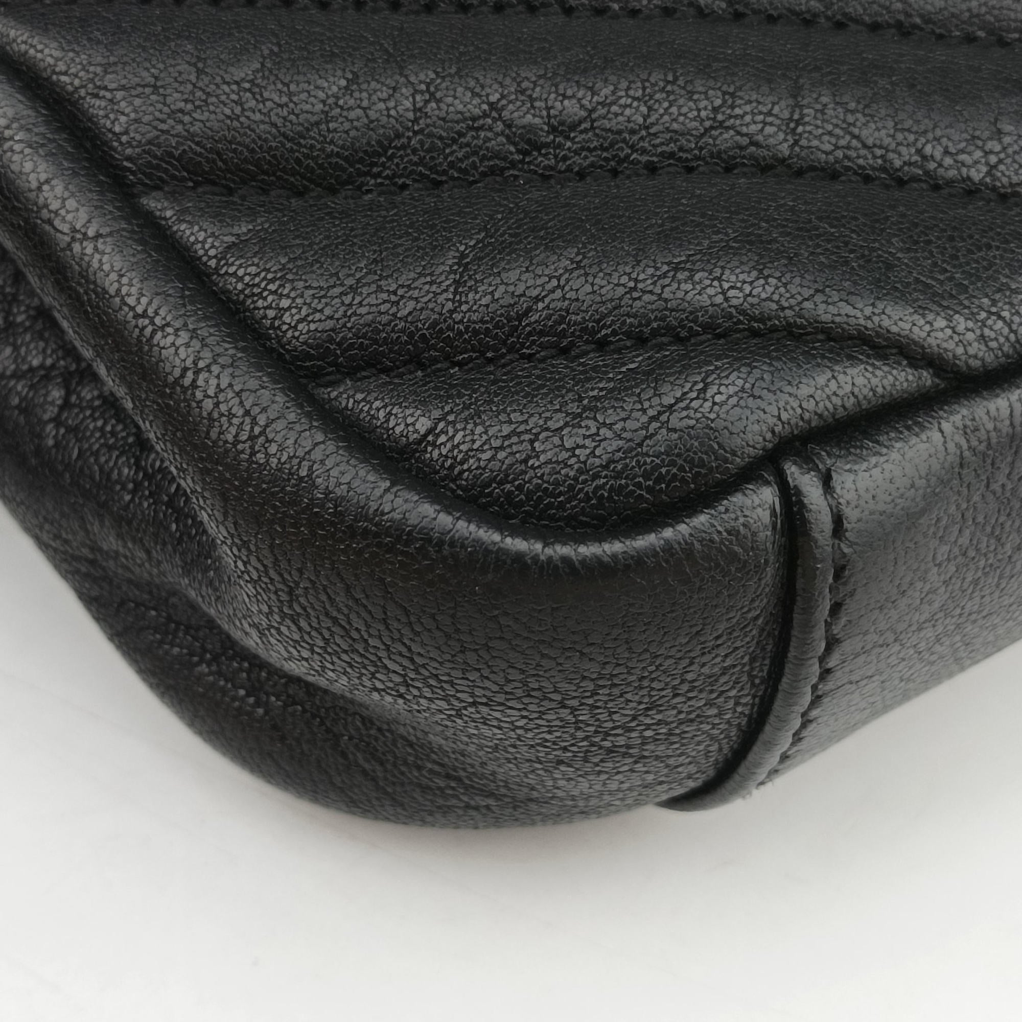 Pre-owned Yves Saint Laurent COLLEGE Black Leather 428056 shoulderbag | stylenewstar