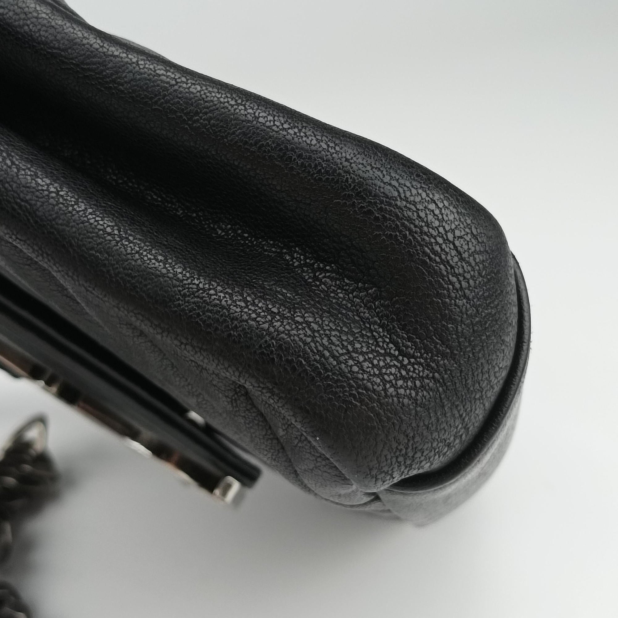 Pre-owned Yves Saint Laurent COLLEGE Black Leather 428056 shoulderbag | stylenewstar