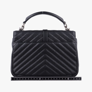 Pre-owned Yves Saint Laurent COLLEGE Black Leather 428056 shoulderbag | stylenewstar