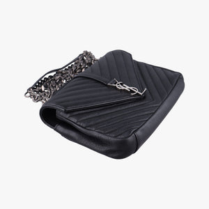 Pre-owned Yves Saint Laurent COLLEGE Black Leather 428056 shoulderbag | stylenewstar
