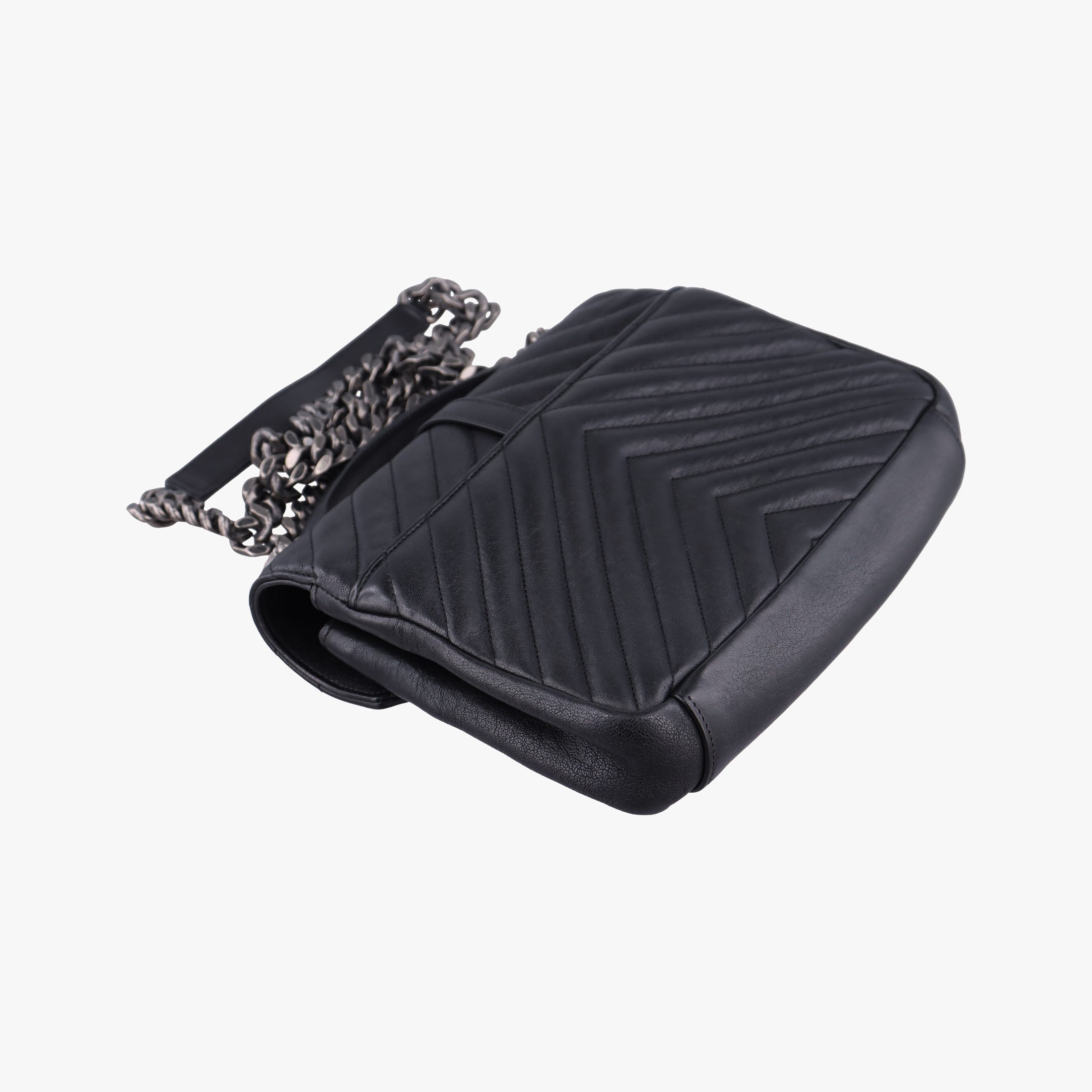 Pre-owned Yves Saint Laurent COLLEGE Black Leather 428056 shoulderbag | stylenewstar