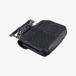Pre-owned Yves Saint Laurent COLLEGE Black Leather 428056 shoulderbag | stylenewstar