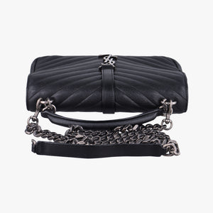 Pre-owned Yves Saint Laurent COLLEGE Black Leather 428056 shoulderbag | stylenewstar