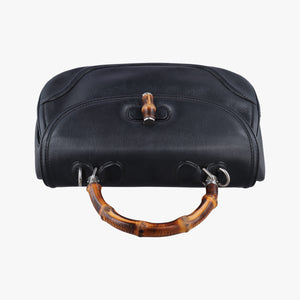 Vintage Gucci New Bamboo Black Leather 240241 shoulderbag | stylenewstar