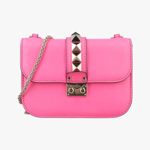 Secondhand Valentino Rockstud Glam Lock Pink Leather  shoulderbag | stylenewstar