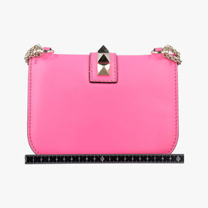 Secondhand Valentino Rockstud Glam Lock Pink Leather  shoulderbag | stylenewstar
