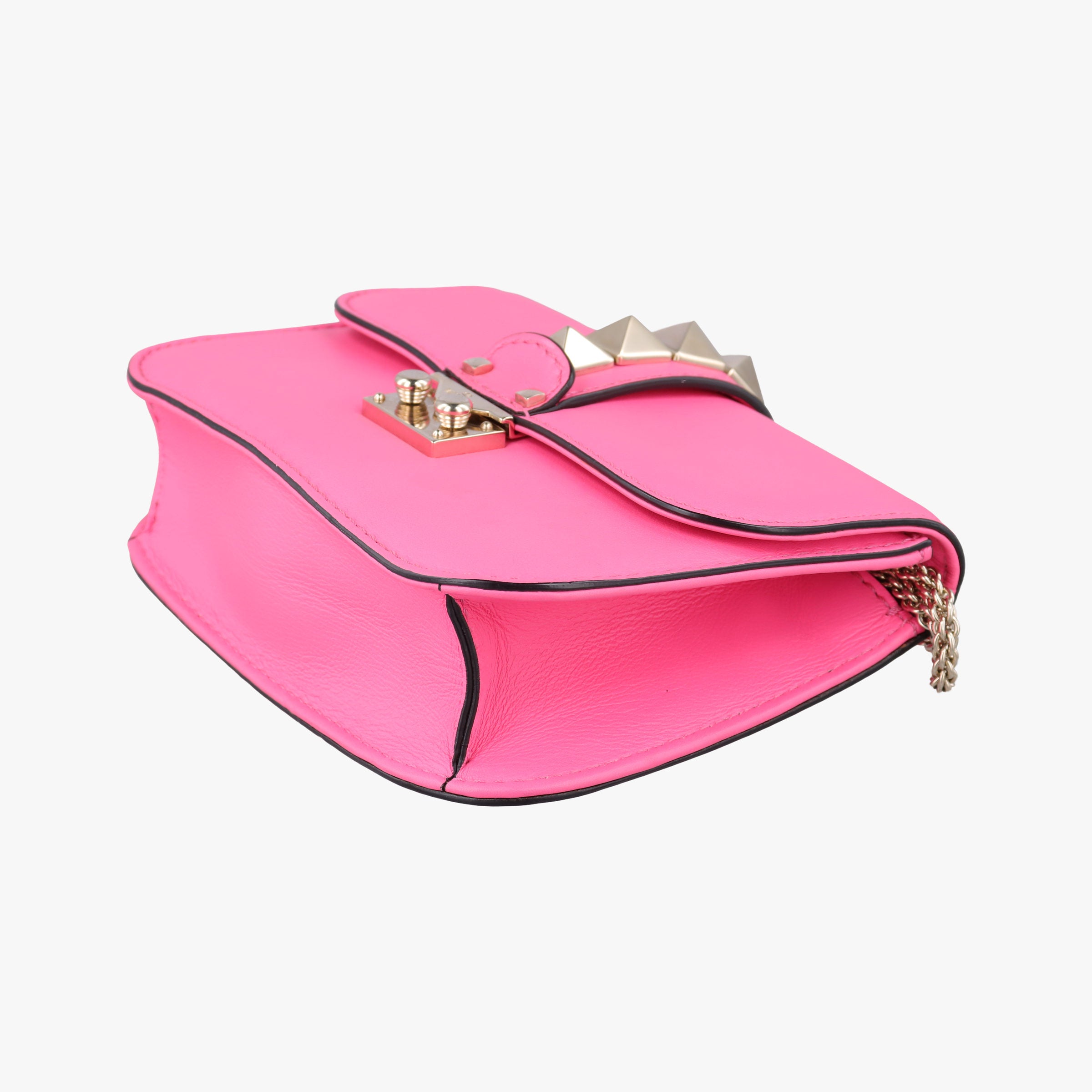 Secondhand Valentino Rockstud Glam Lock Pink Leather  shoulderbag | stylenewstar