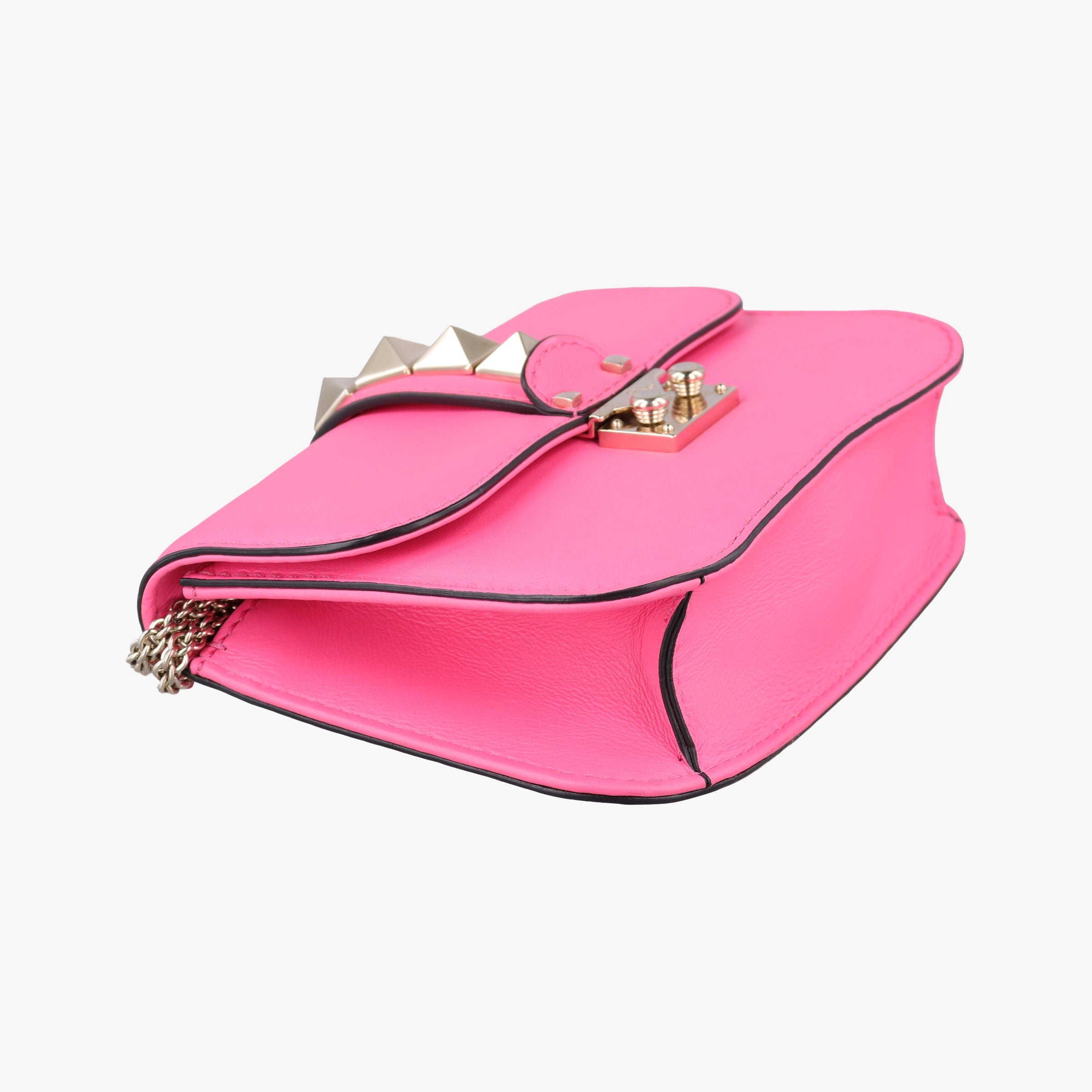Secondhand Valentino Rockstud Glam Lock Pink Leather  shoulderbag | stylenewstar