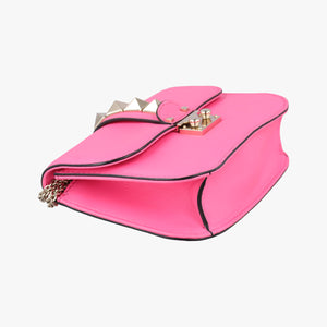 Secondhand Valentino Rockstud Glam Lock Pink Leather  shoulderbag | stylenewstar