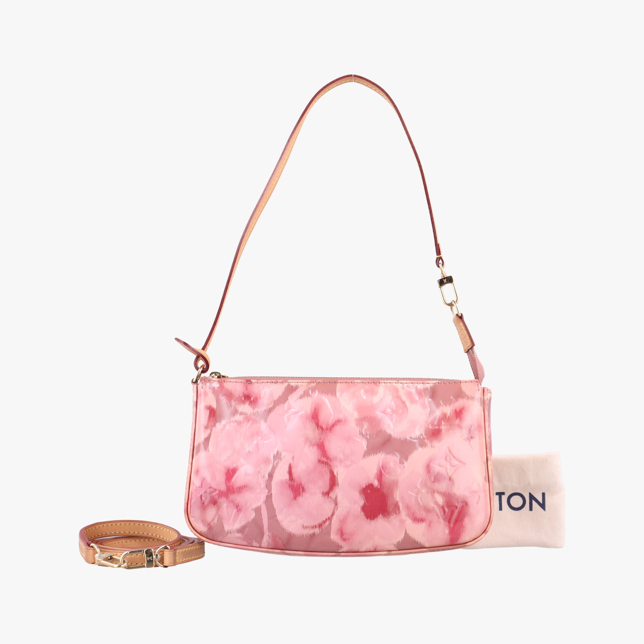 Pre-owned Louis Vuitton Pochette Accessoire Ikat Flower Rose Velours Vernis M90043 handbag | stylenewstar