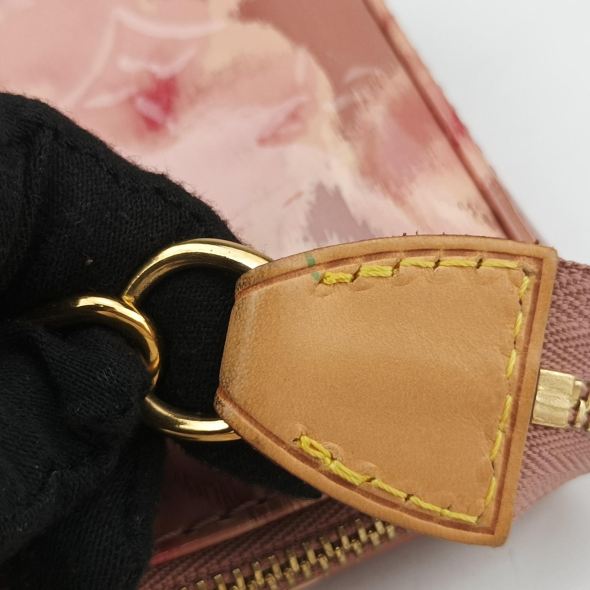 Pre-owned Louis Vuitton Pochette Accessoire Ikat Flower Rose Velours Vernis M90043 handbag | stylenewstar