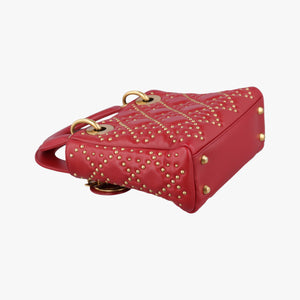 Pre-owned Christian Dior Lady Dior Red lambskin  shoulderbag | stylenewstar