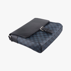 Pre-owned Louis Vuitton Newport Messenger PM black×navy Damier Cobalt N41587 shoulderbag | stylenewstar