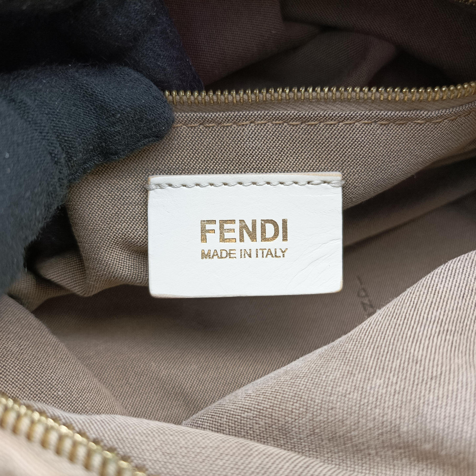 Pre-owned Fendi Chef Perforated Charm Zucca Print Multicolour canvas 8BR448 handbag | stylenewstar