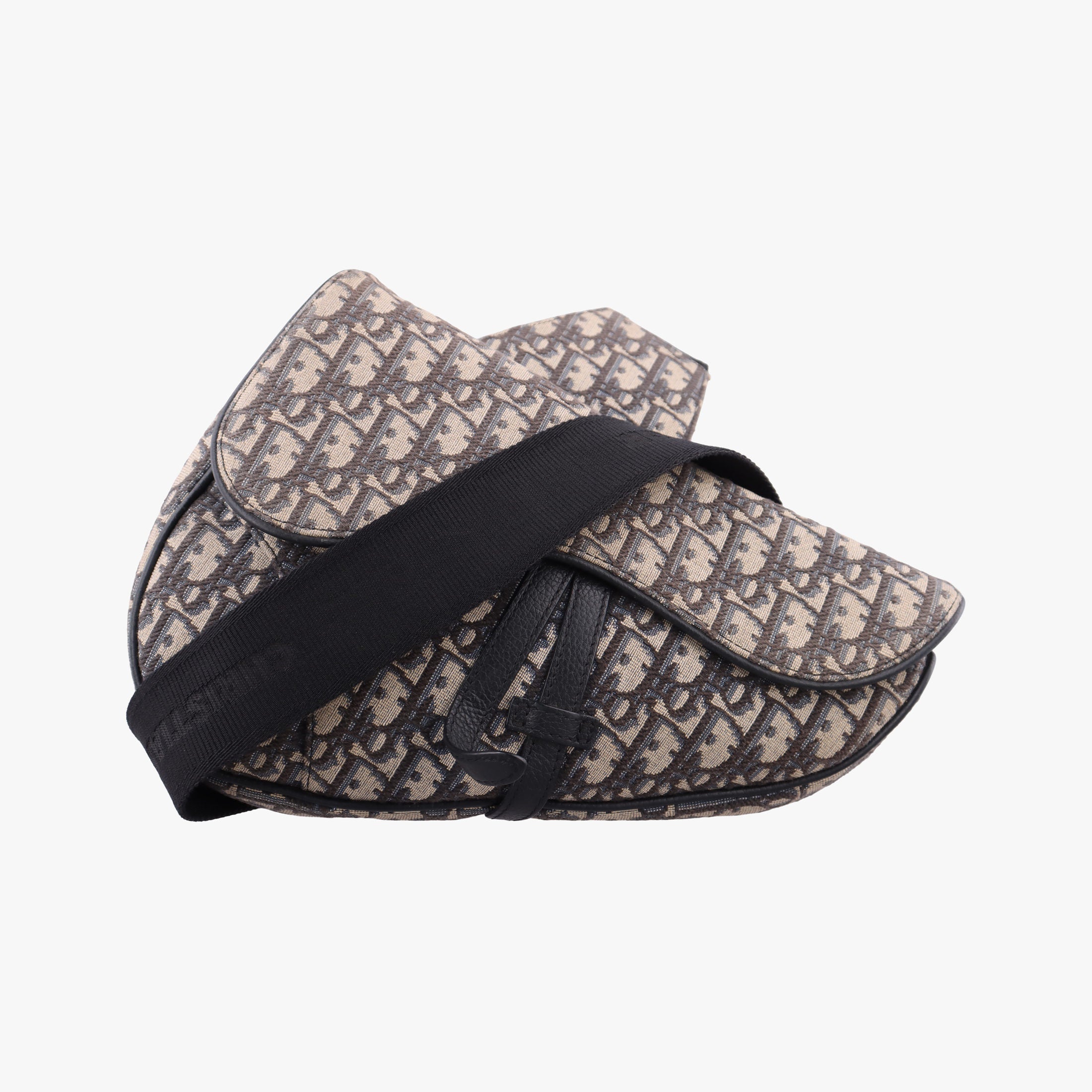 Vintage Christian Dior Saddlebags Gray×Navy×Black Jacquard×Leather  bum bag/waist bag | stylenewstar
