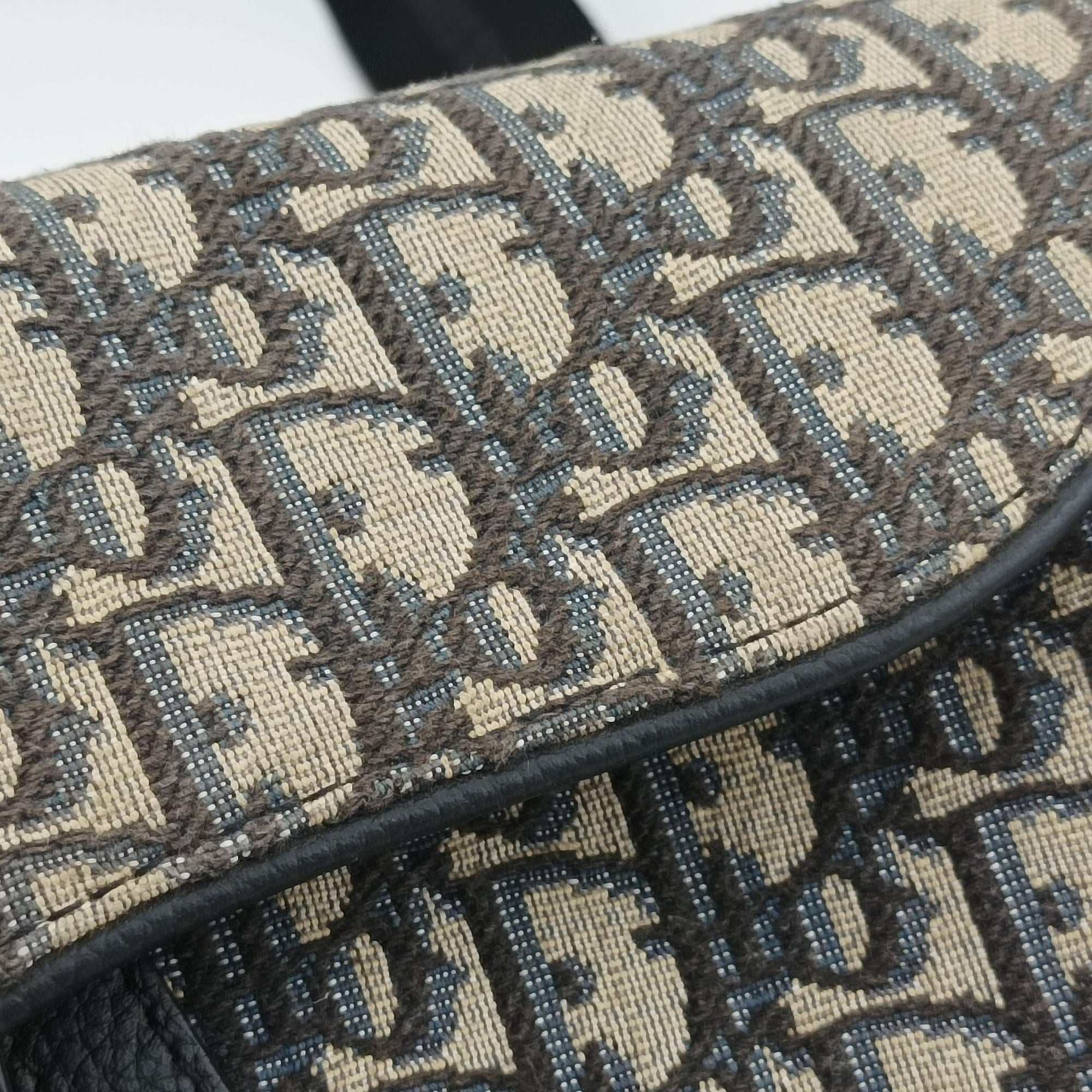 Vintage Christian Dior Saddlebags Gray×Navy×Black Jacquard×Leather  bum bag/waist bag | stylenewstar