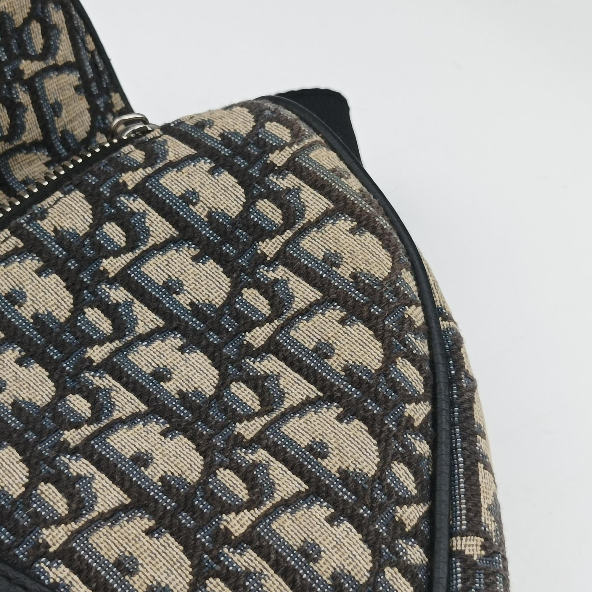 Vintage Christian Dior Saddlebags Gray×Navy×Black Jacquard×Leather  bum bag/waist bag | stylenewstar