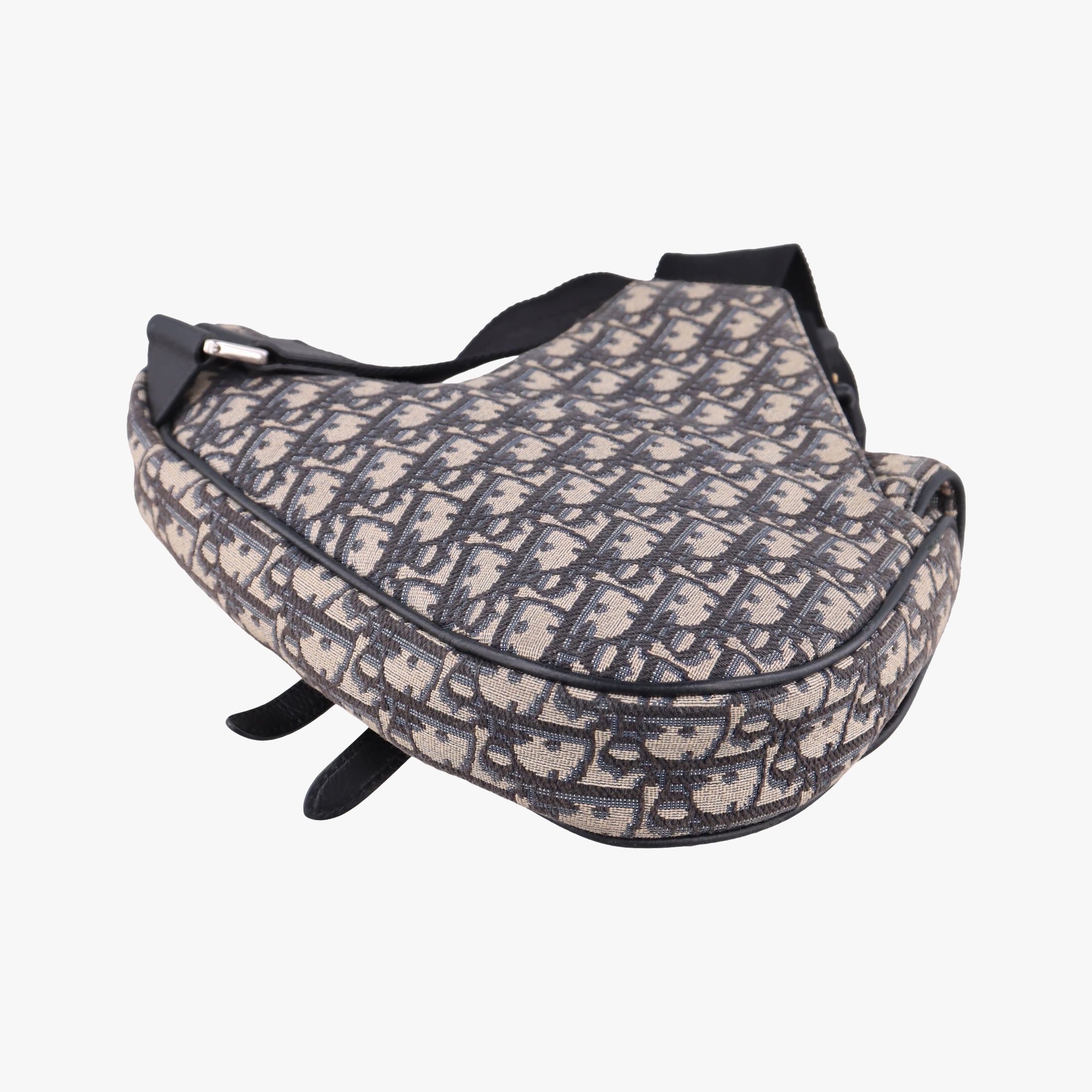 Vintage Christian Dior Saddlebags Gray×Navy×Black Jacquard×Leather  bum bag/waist bag | stylenewstar
